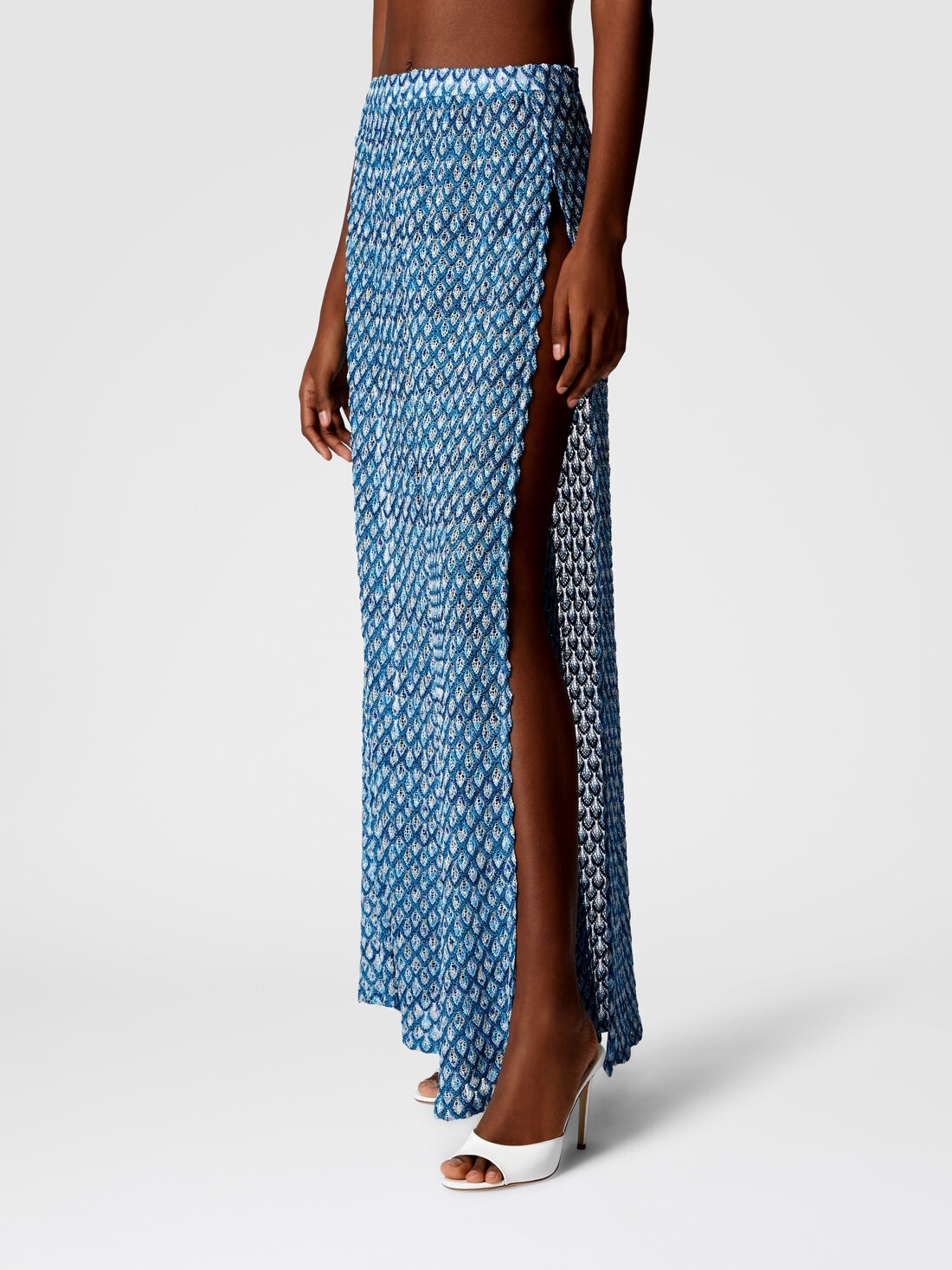 Viscose trousers with lamé shell motif - 4