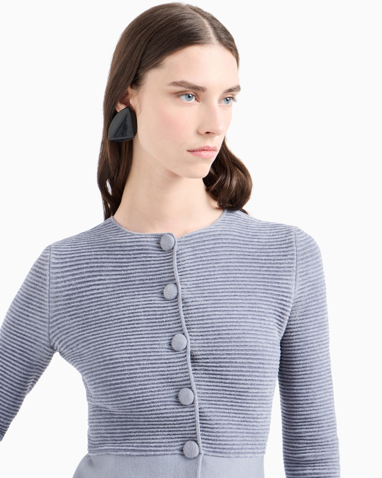 Ottoman-fabric cardigan jacket with peplum - 5