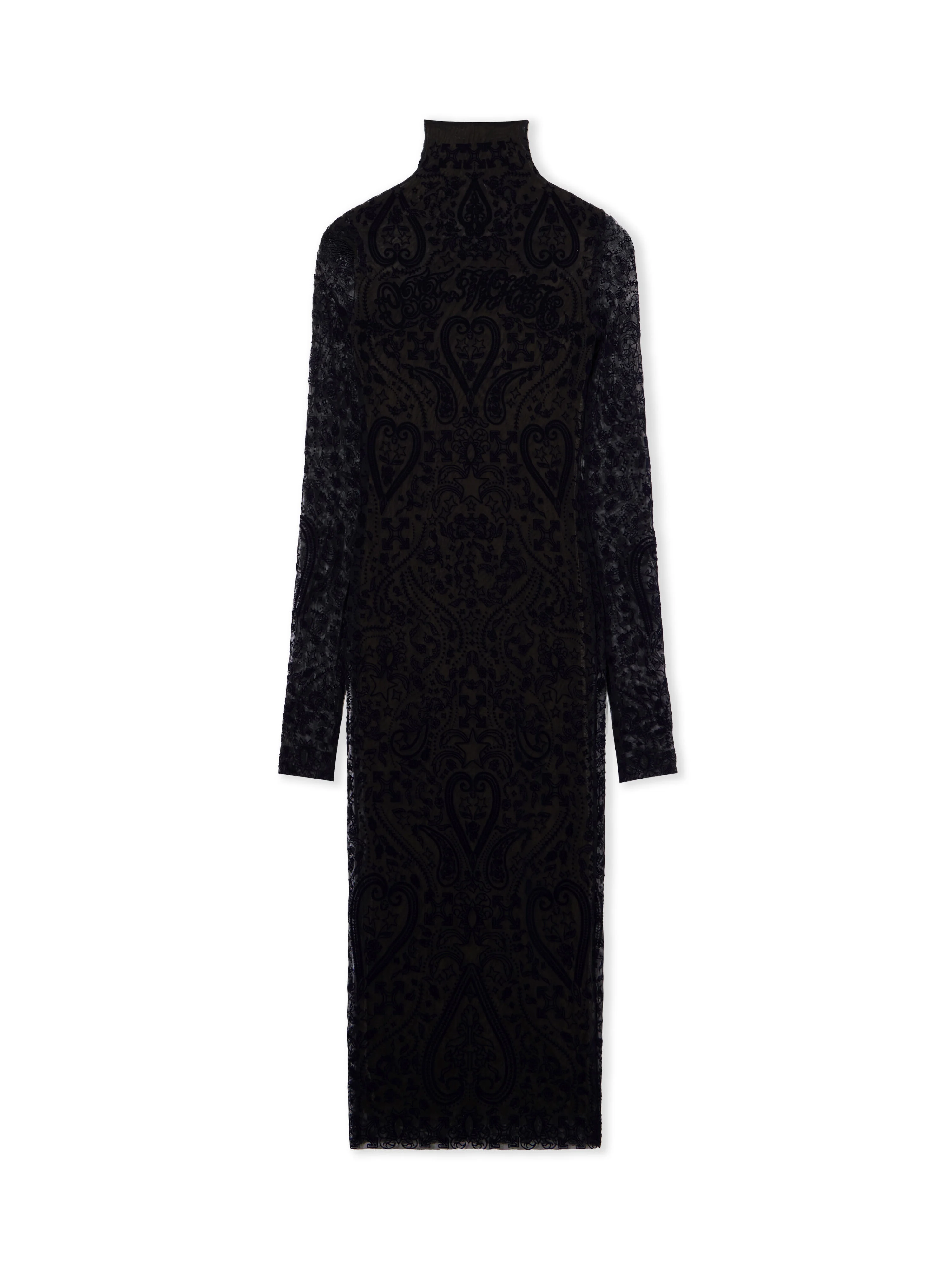 Paisley Flock Mock-Neck Midi Dress - 1