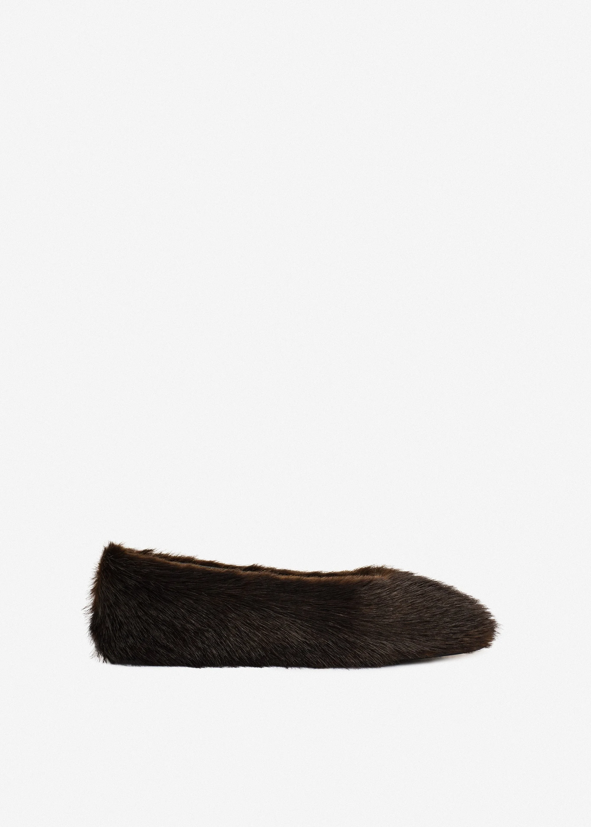 Faux fur ballet flats in brown - 1