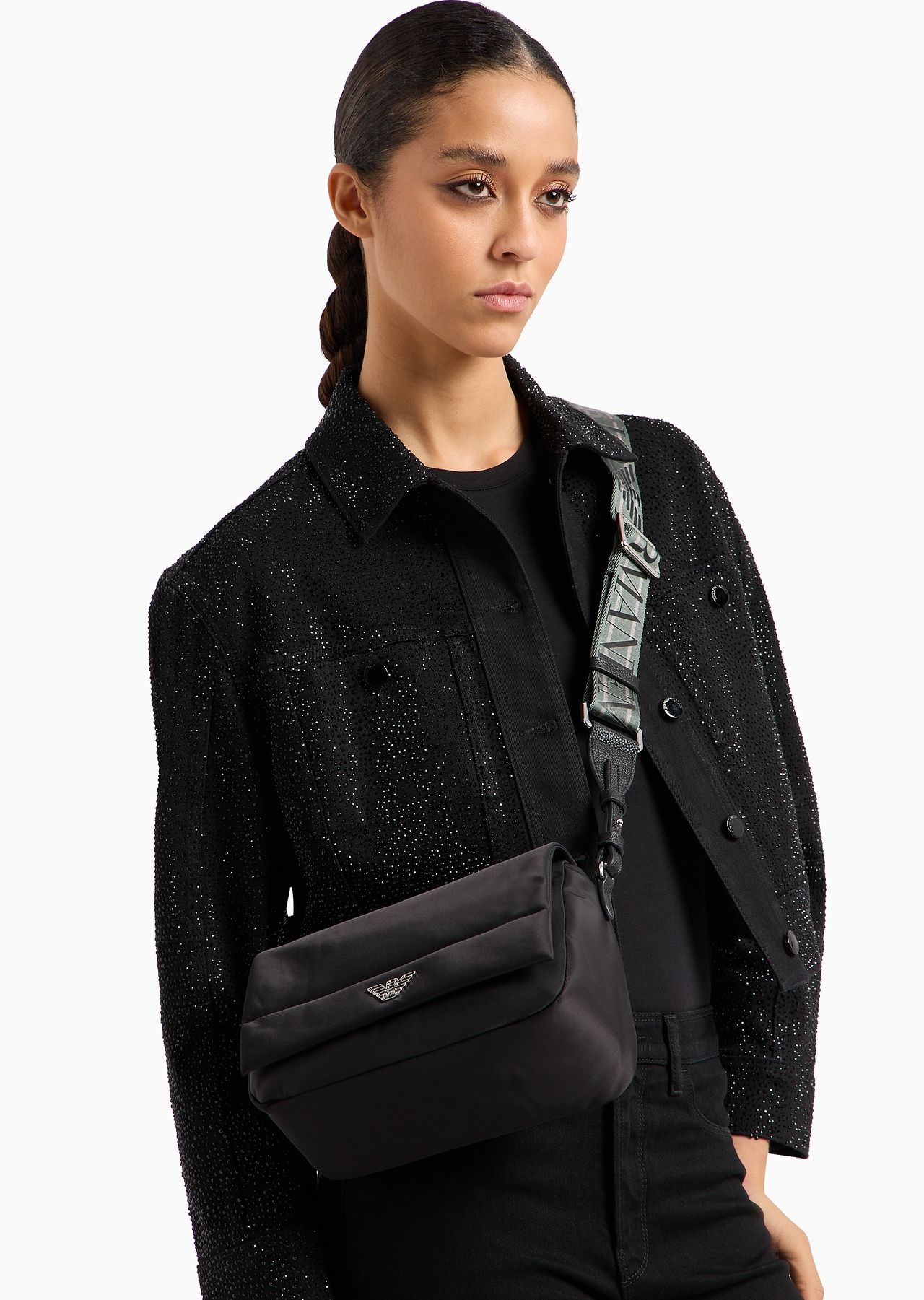 ASV recycled nylon shoulder bag with eagle plaque - 6