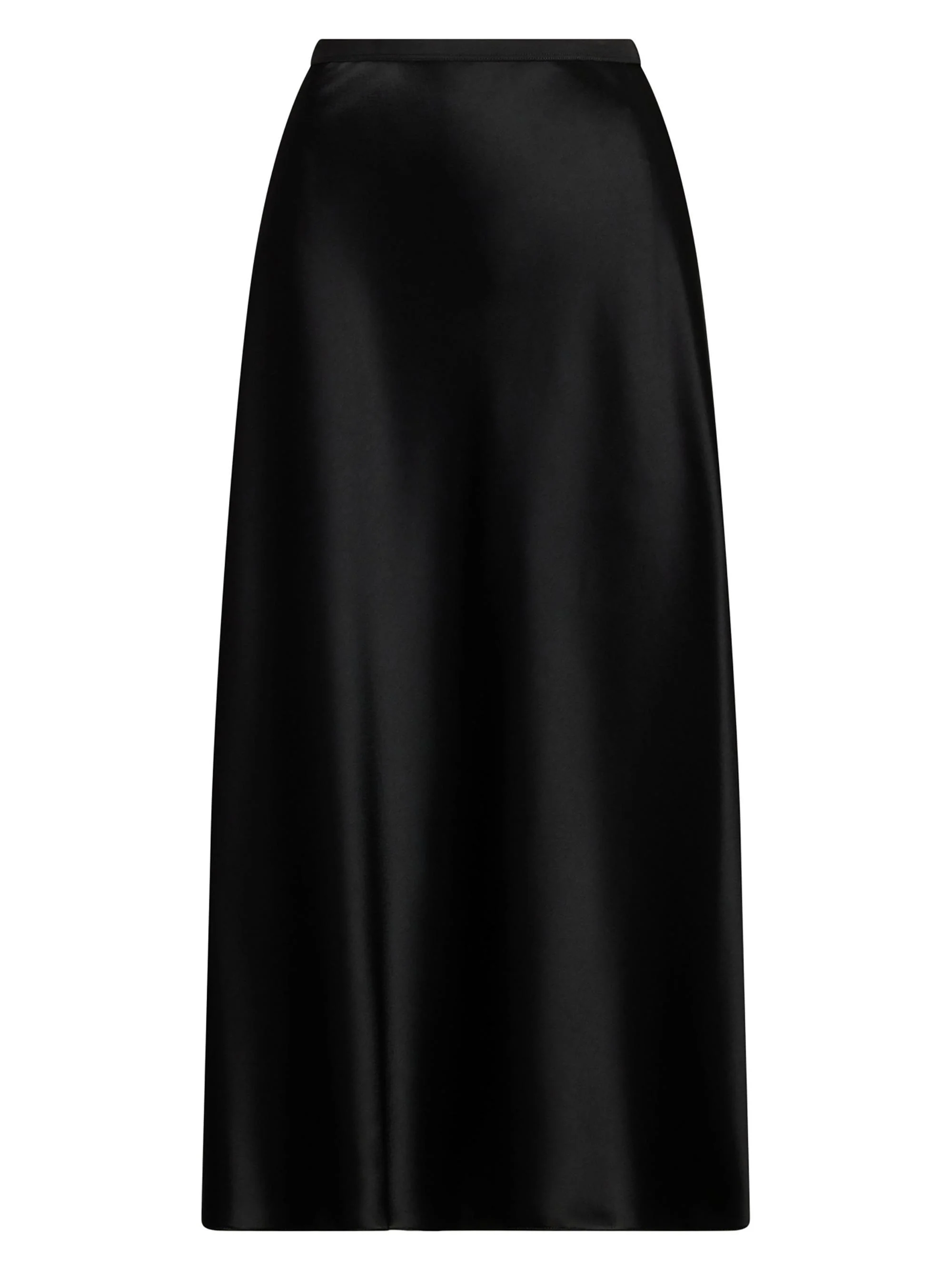 Women's Double-Face Satin Midi-Skirt - Polo Black - 1