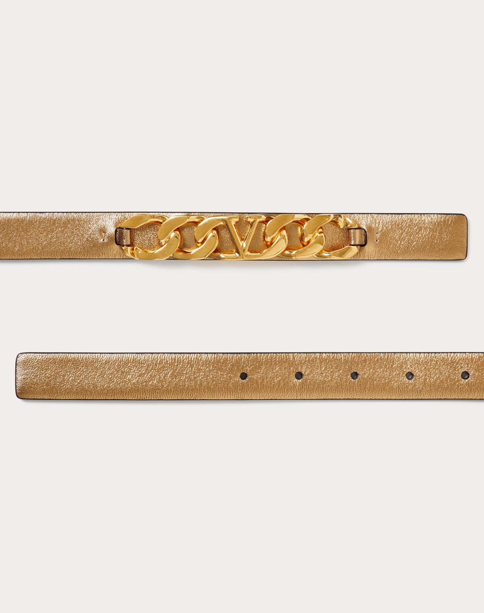 VLOGO CHAIN BELT IN LAMINATED NAPPA LEATHER 20MM - 3