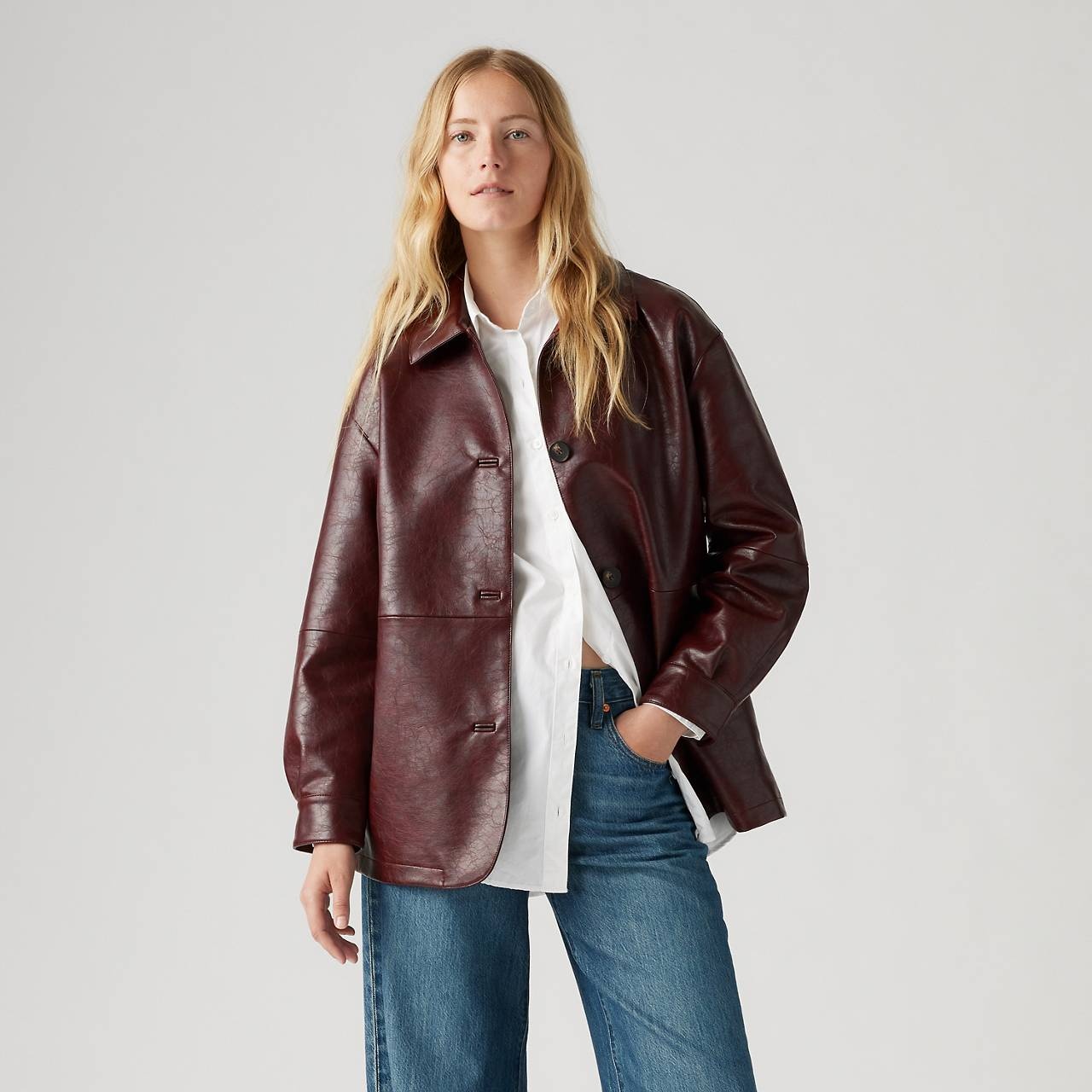 FAUX LEATHER VINTAGE BLAZER - 2