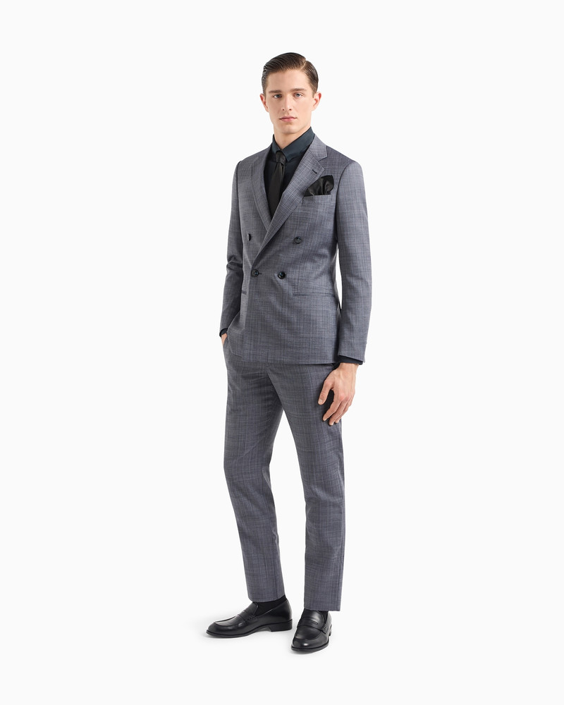 Soho line double-breasted check suit in virgin wool 2