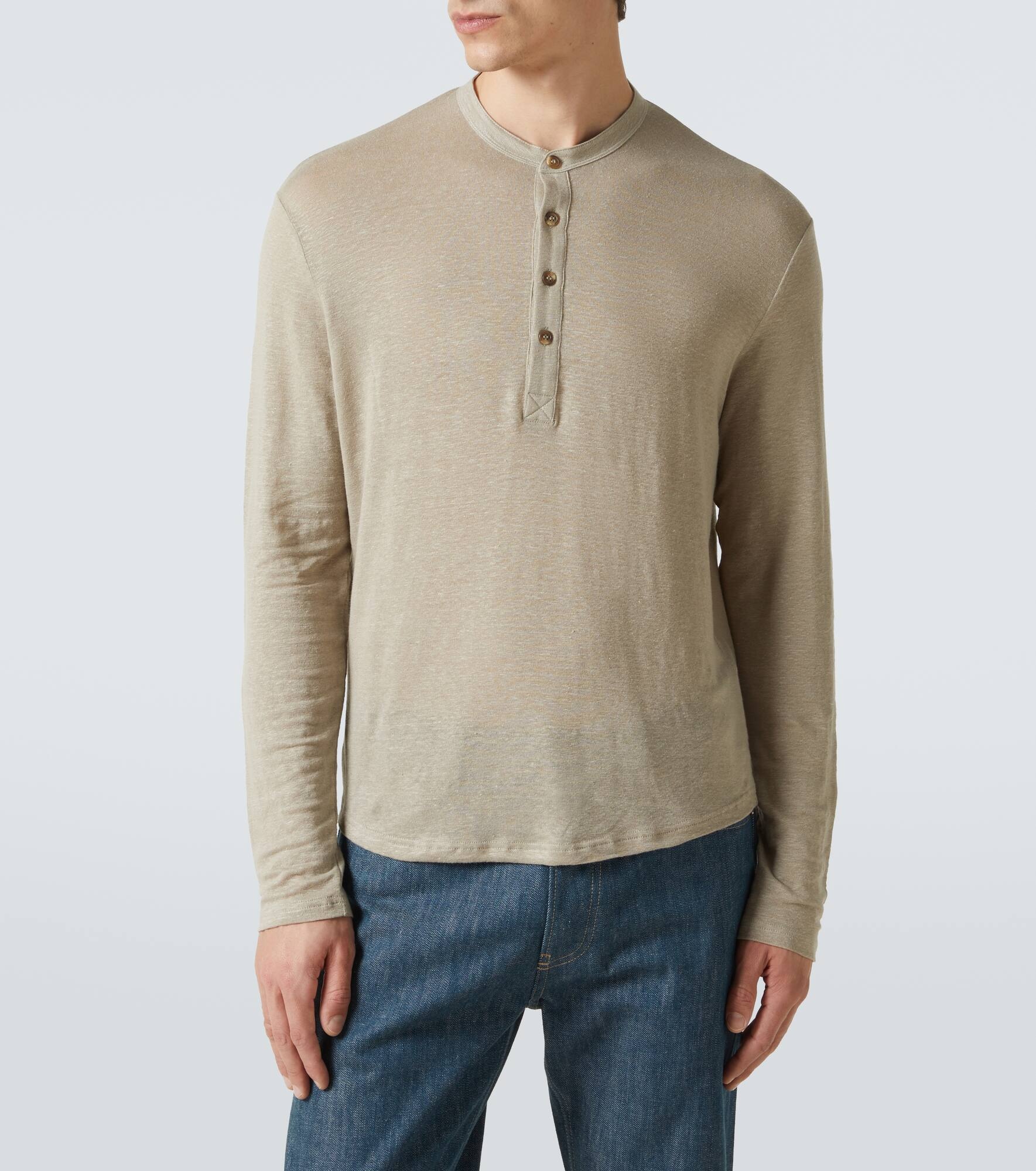 Linen-blend Henley shirt - 3