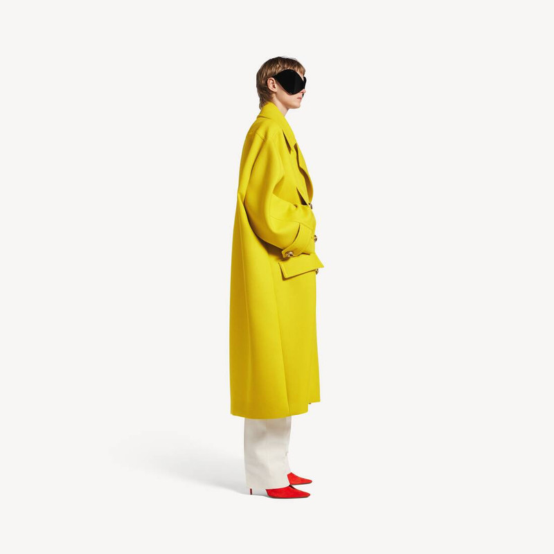 Women's Long Peacoat in Yellow 3