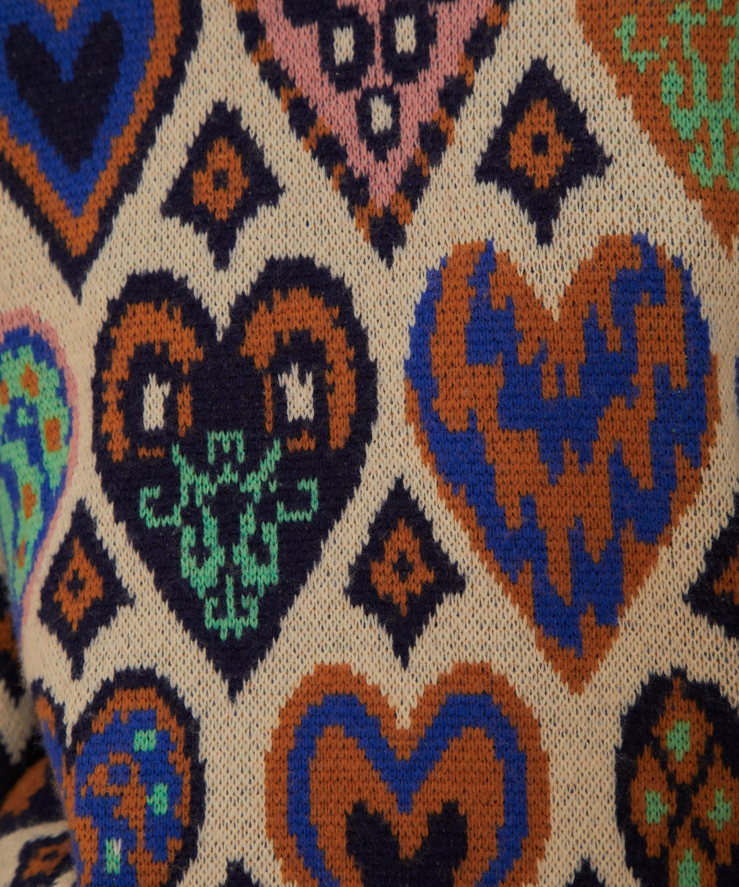 Cream Hearts Ikat Knit Jumper - 3