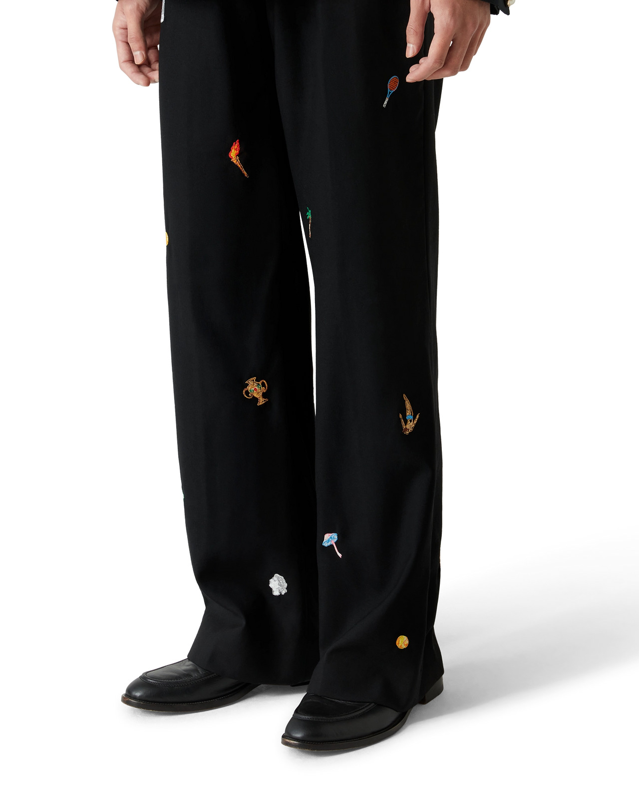 Embroidered Motif Wool Tailored Trousers | Casablanca Paris - 4