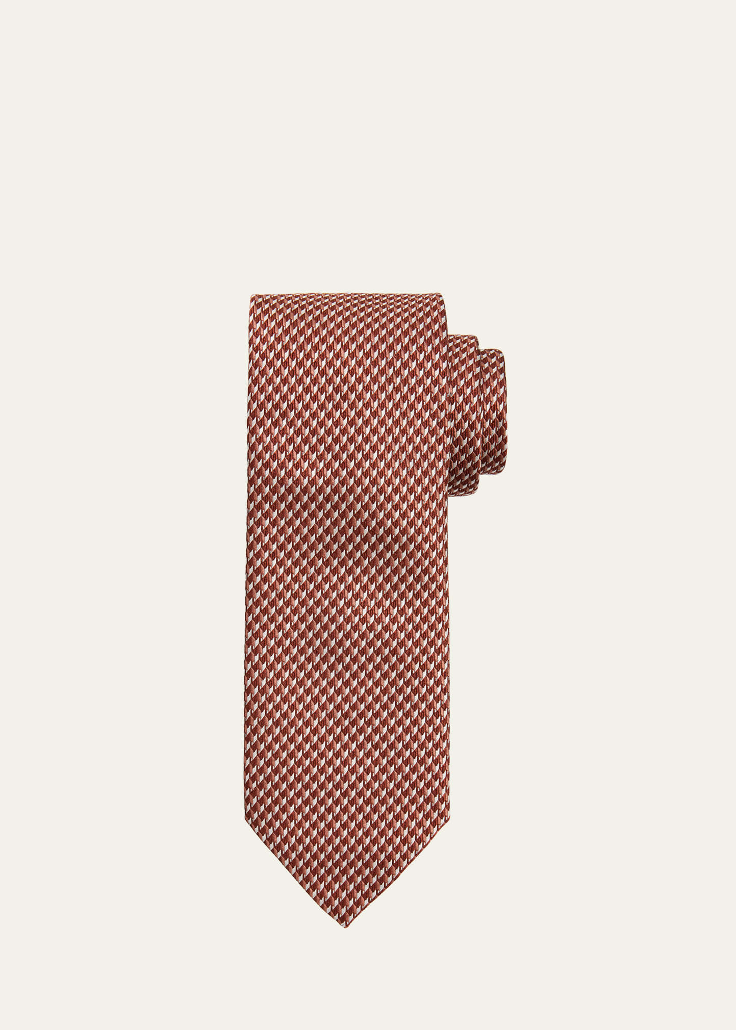 Men's Geometric Check Silk Tie - 1
