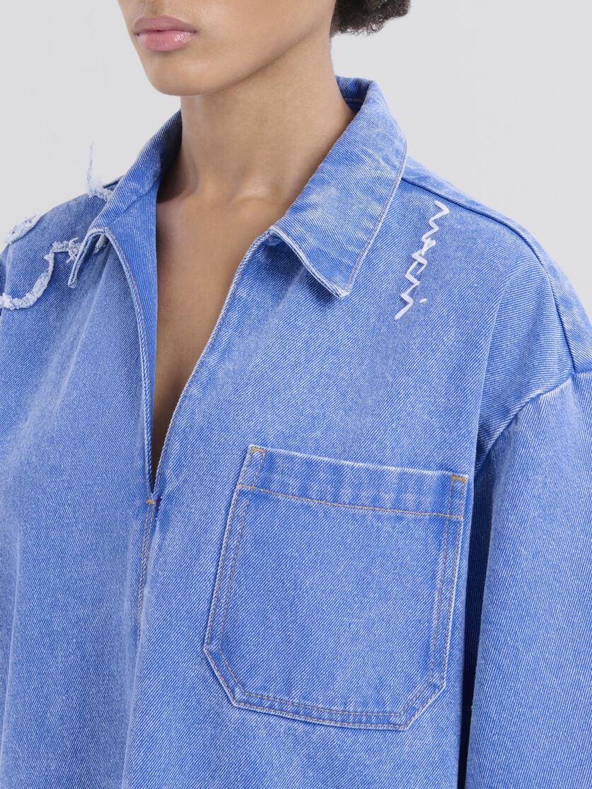 SHORT DENIM DRESS WITH PATCH DETAIL - 4