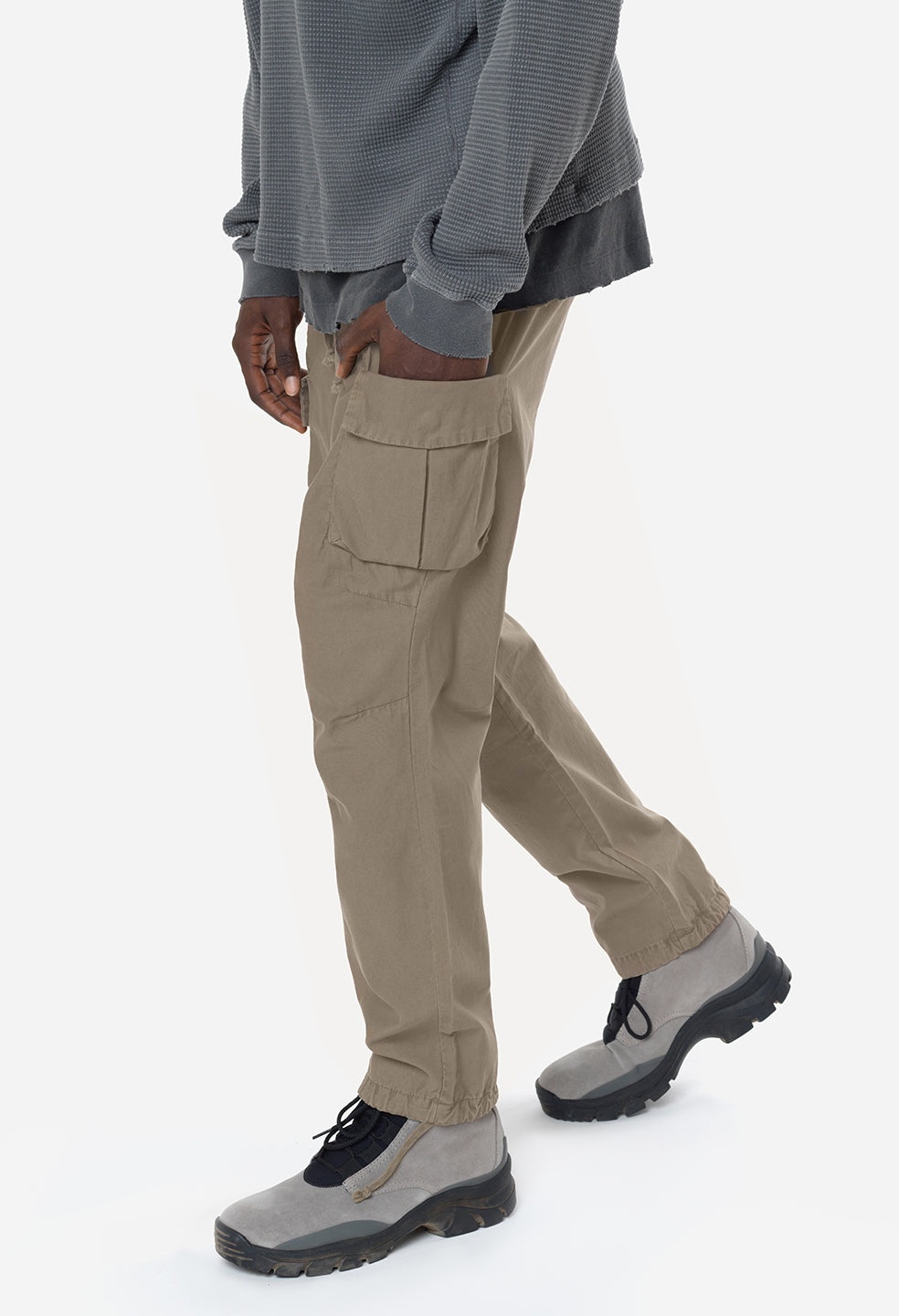 BACK SATEEN CARGO PANTS - 3