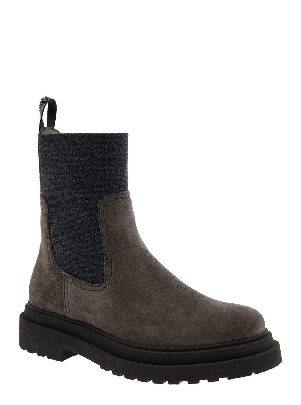 Brunello Cucinelli Women Brown Ankle Boots With Pull-Tab With Monil At The Heel In Suede Woman - 2