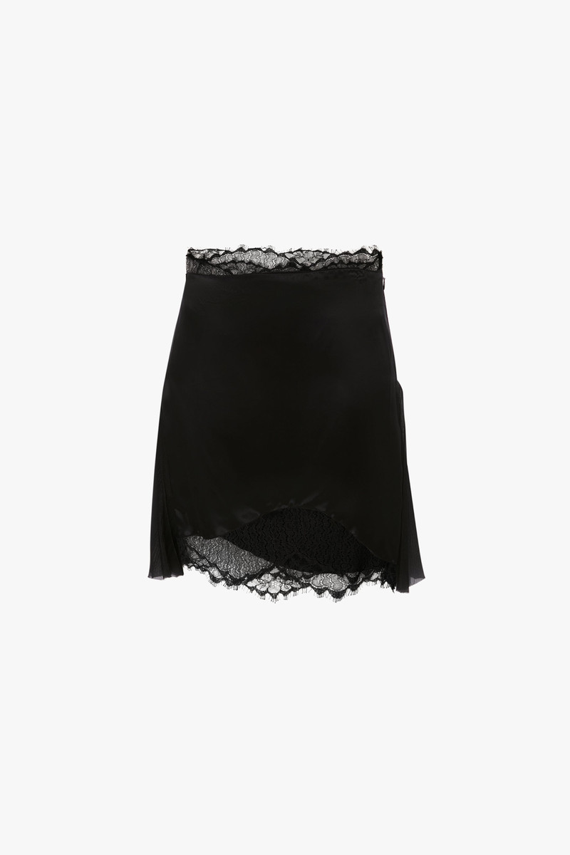Lace Detail 미니 스커트 에 검정 - 1
