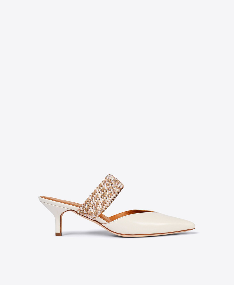 Maisie 45 White Leather Mules 1