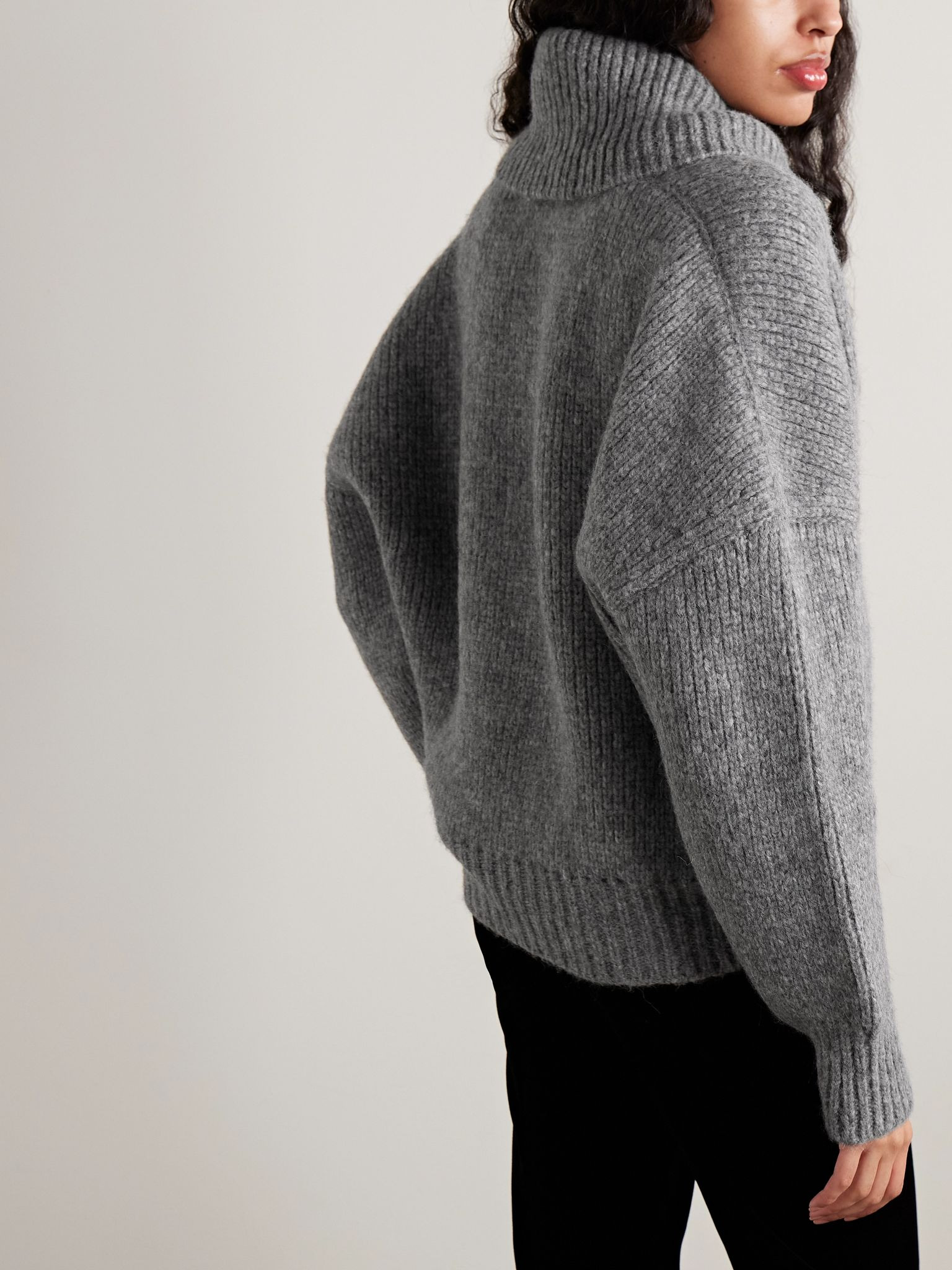 Alpaca-blend turtleneck sweater Gray - 3