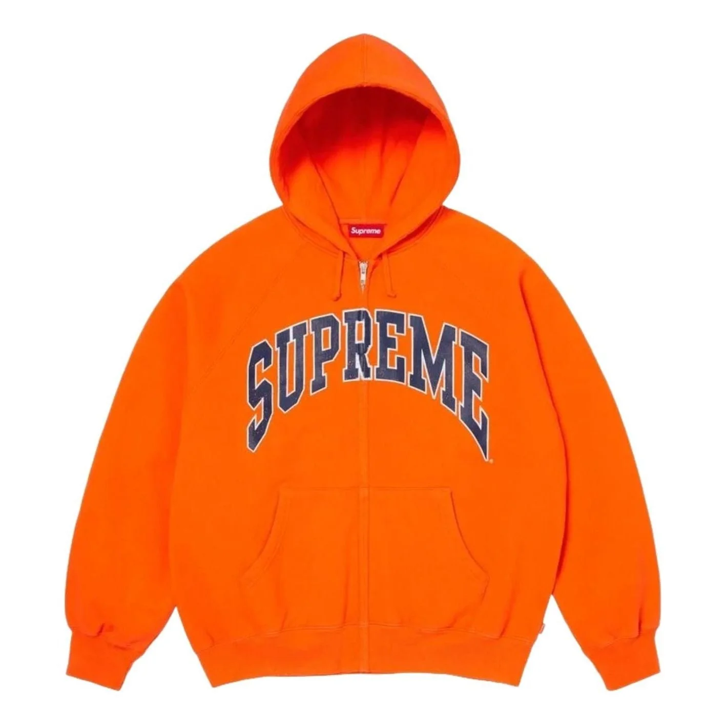 Supreme SS26 Cracked Raglan Zip Up Hooded Sweatshirt 'Dark Orange' SUP-SS26-192-ORG - 1