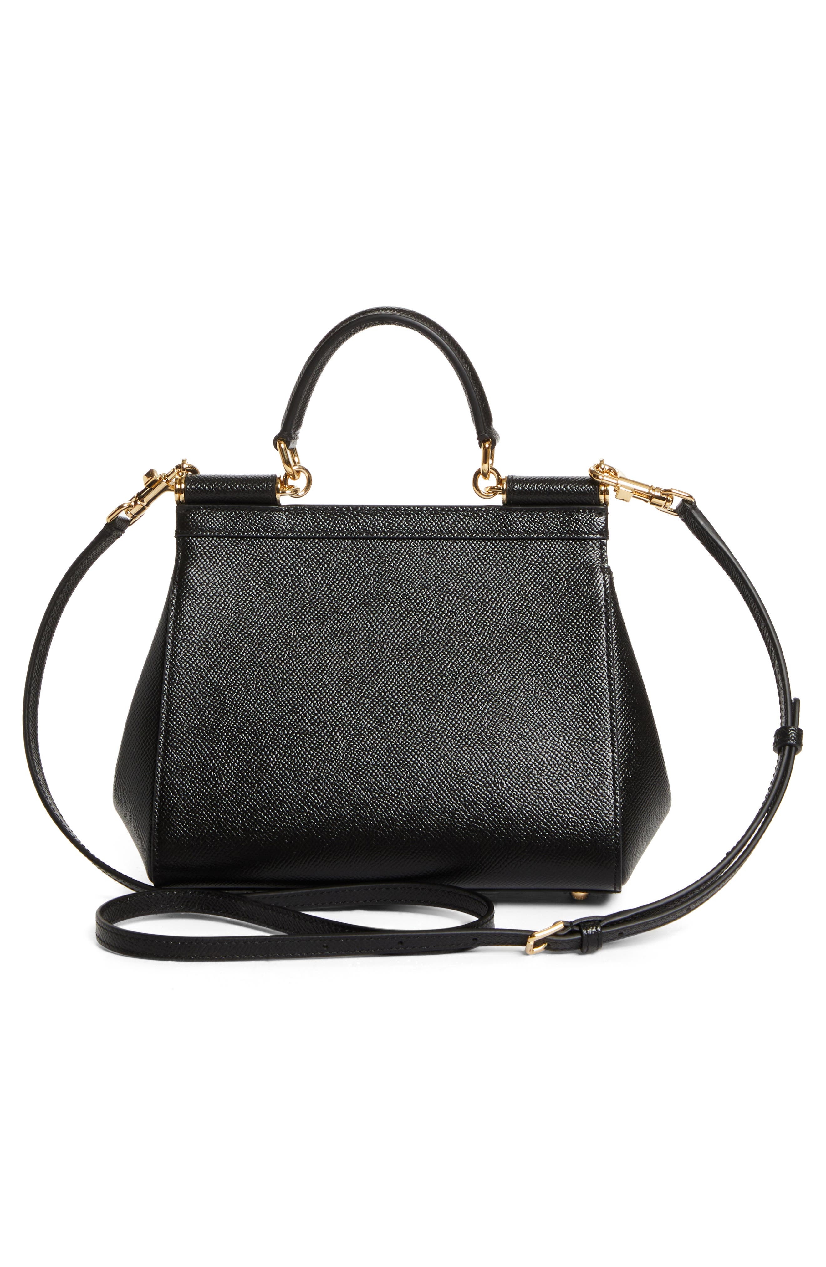 Dolce&Gabbana Medium Sicily Leather Top Handle Bag in 80999 Black at Nordstrom - 4