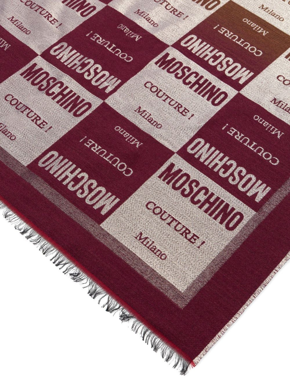 logo-print check scarf - 2