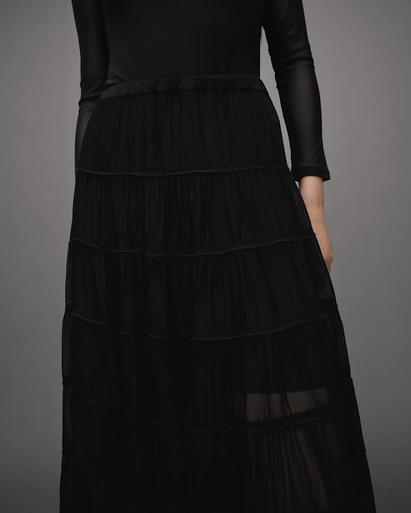 EVA ELASTICATED WAIST TIERED MAXI SKIRT 3