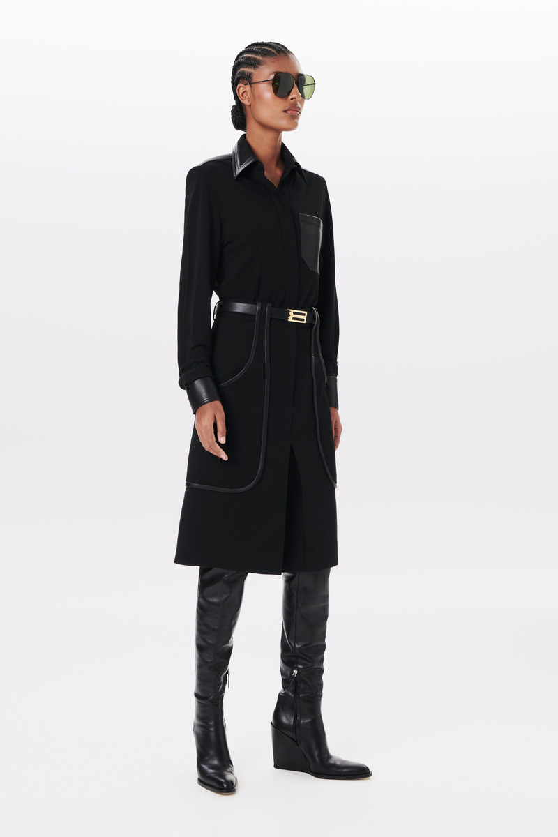Victoria Beckham Pointed Collar Shirt in Black outlook