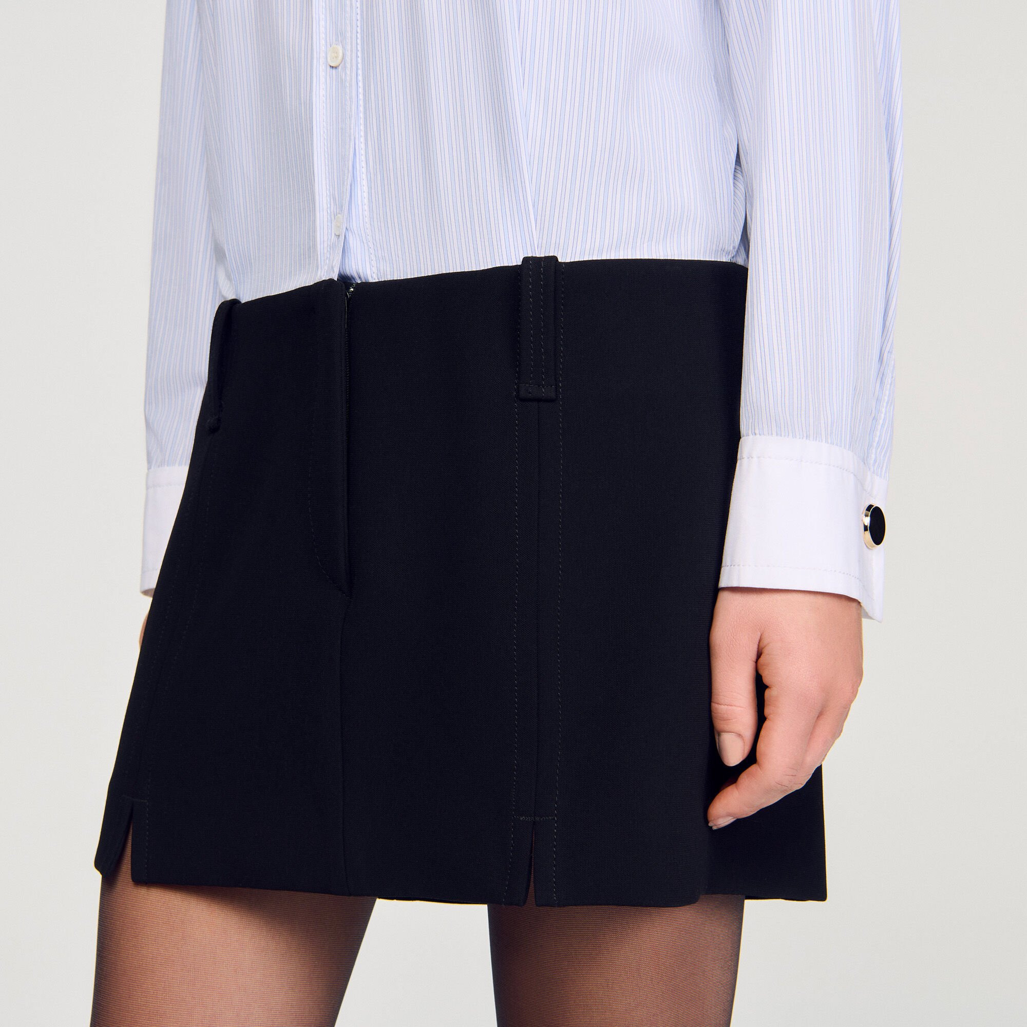 MINI DRESS WITH DUAL MATERIALS - 3