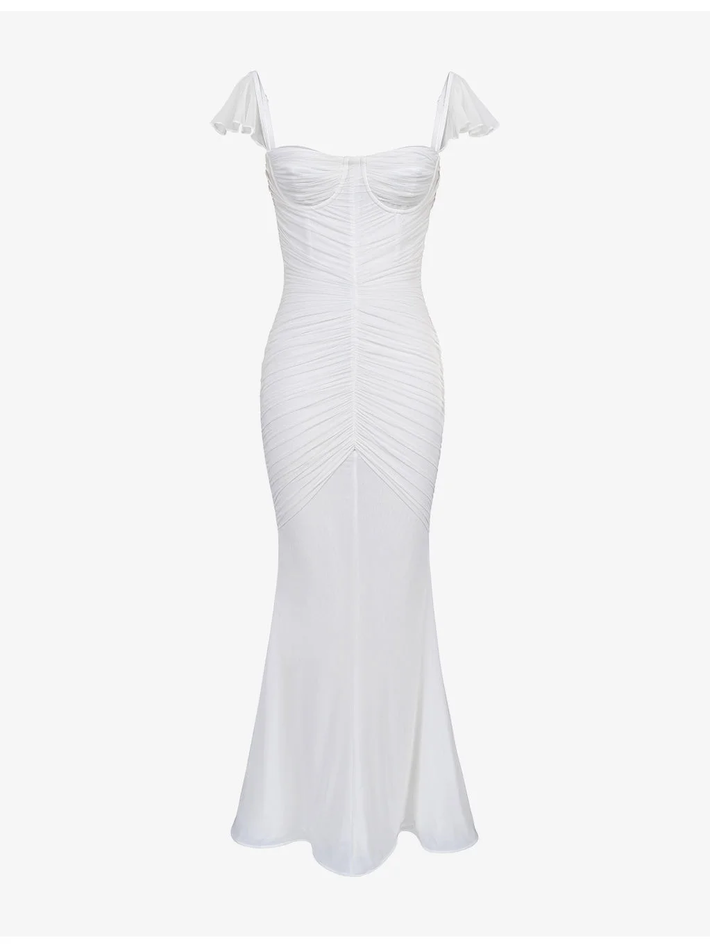 Antonella Gathered-Bodice Stretch-Mesh Maxi Dress - 1