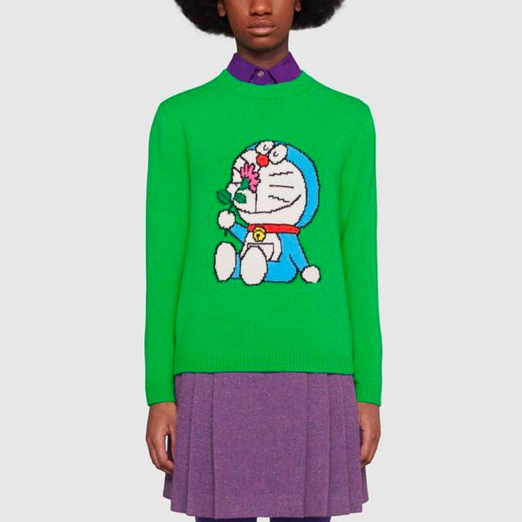 (WMNS) Gucci x Doraemon Wool Crewneck Sweater 'Green' 655654-XKBVZ-3319 - 3