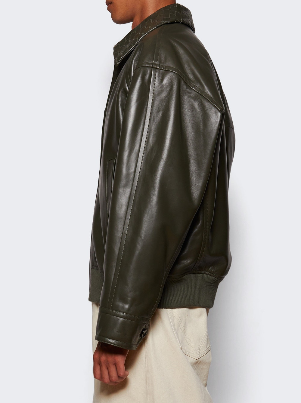 Intrecciato Leather Jacket Dark Forest - 3