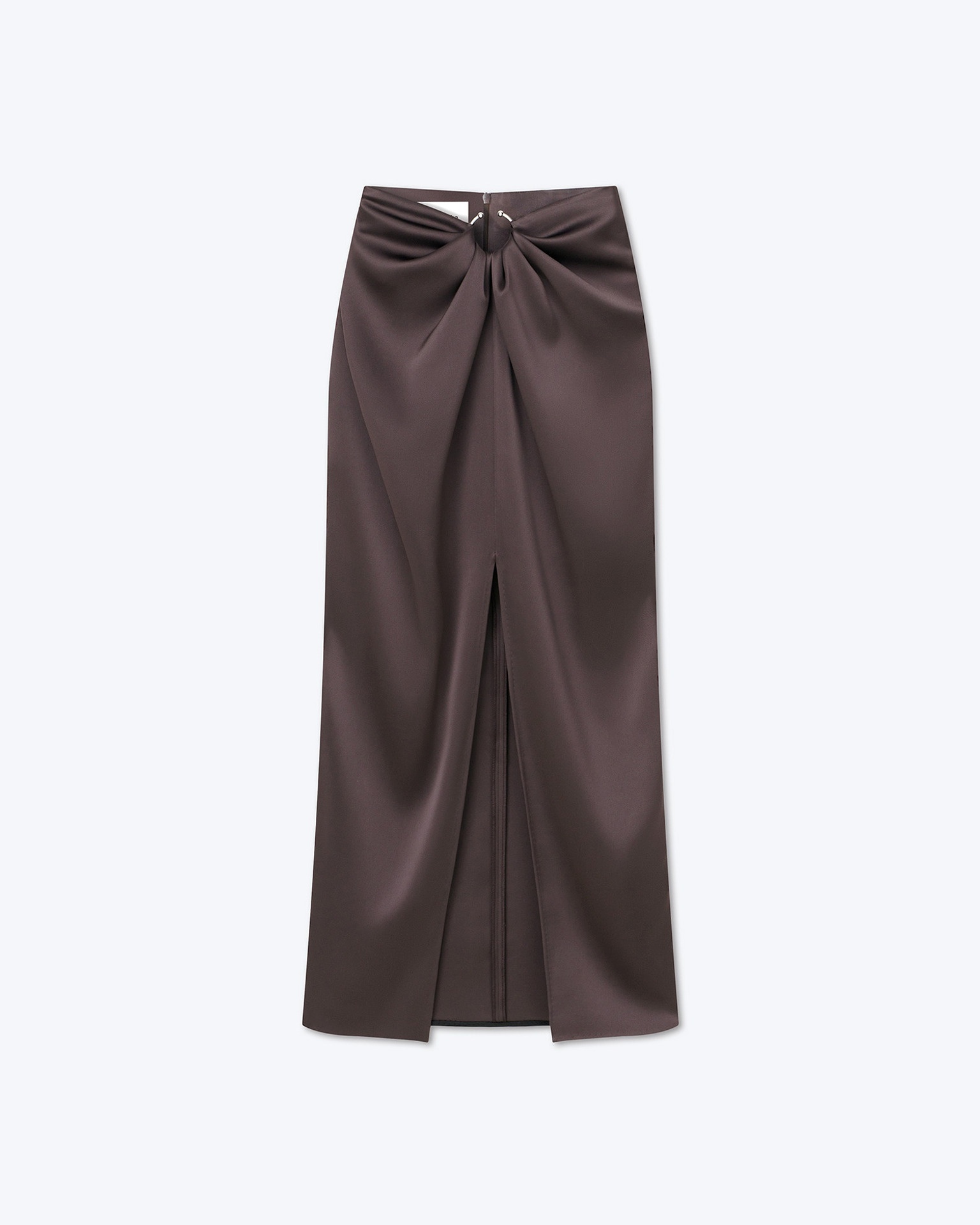 EMIKO - Slip satin sarong-style midi skirt - Coffee bean - 1