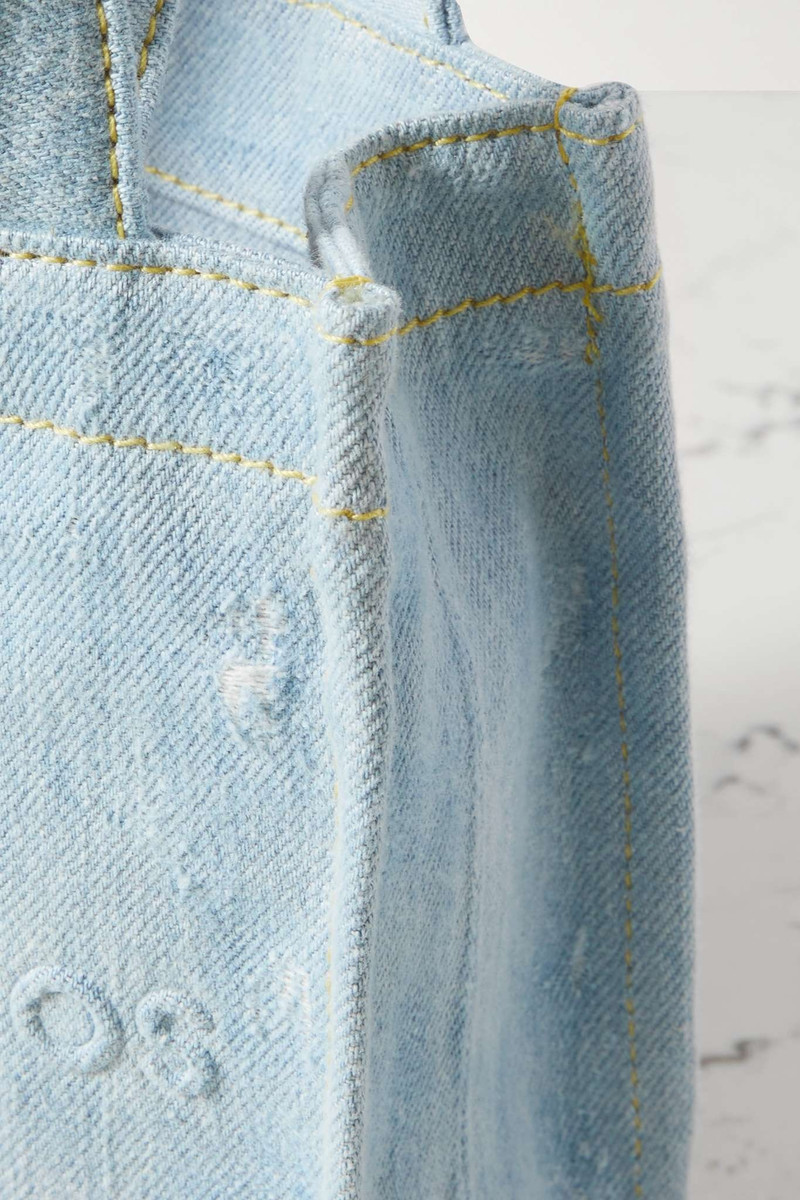 Mini embossed distressed denim tote 4