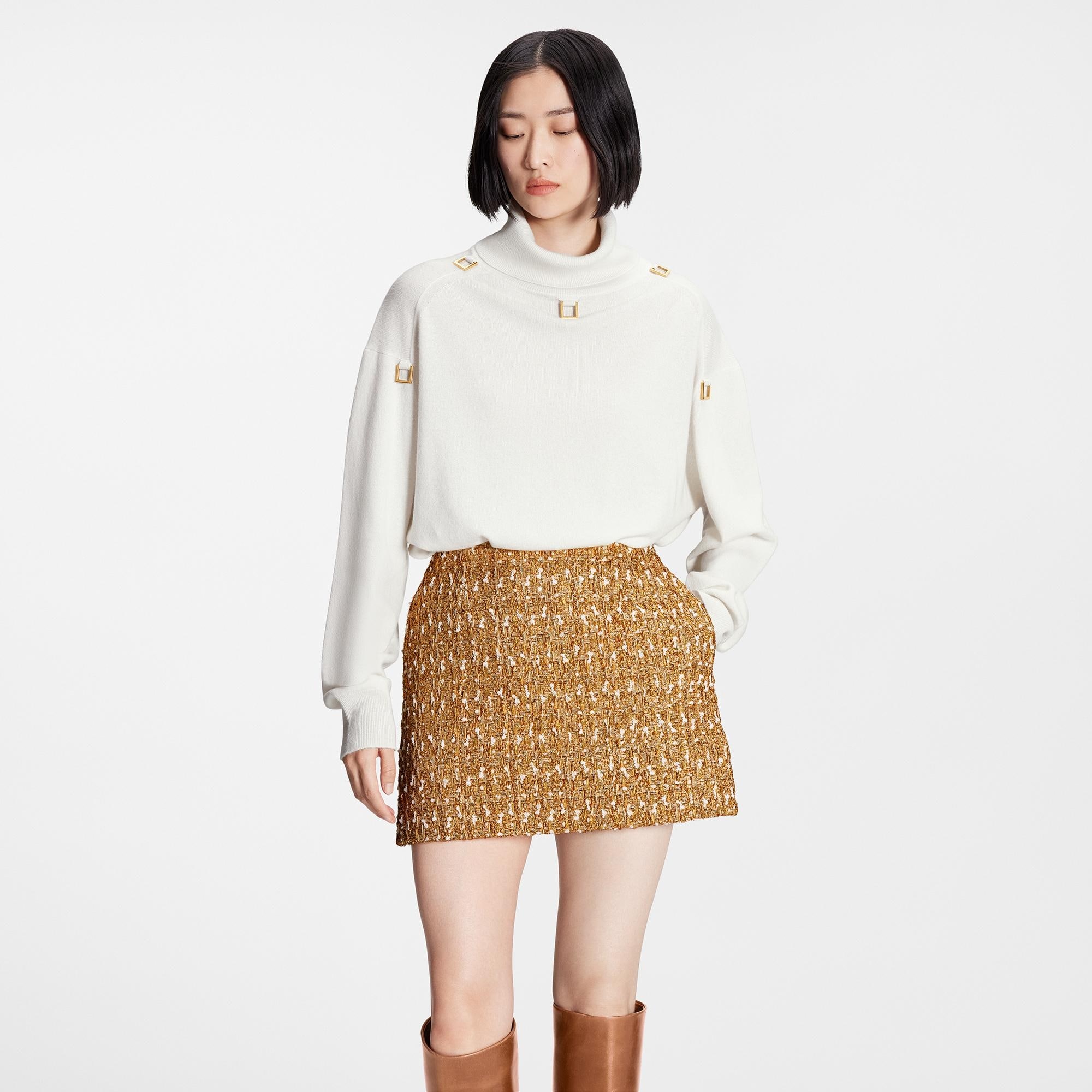 Sequin Tweed Mini Skirt - 5