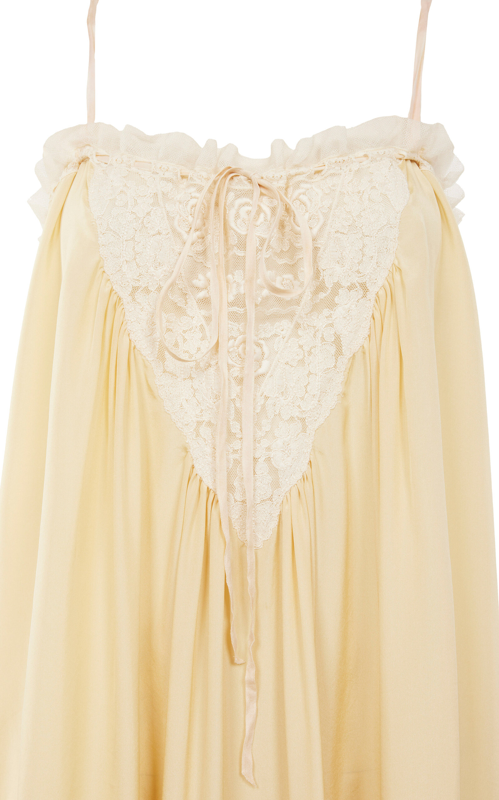Lace-Trimmed Silk Habotai Maxi Dress yellow - 6