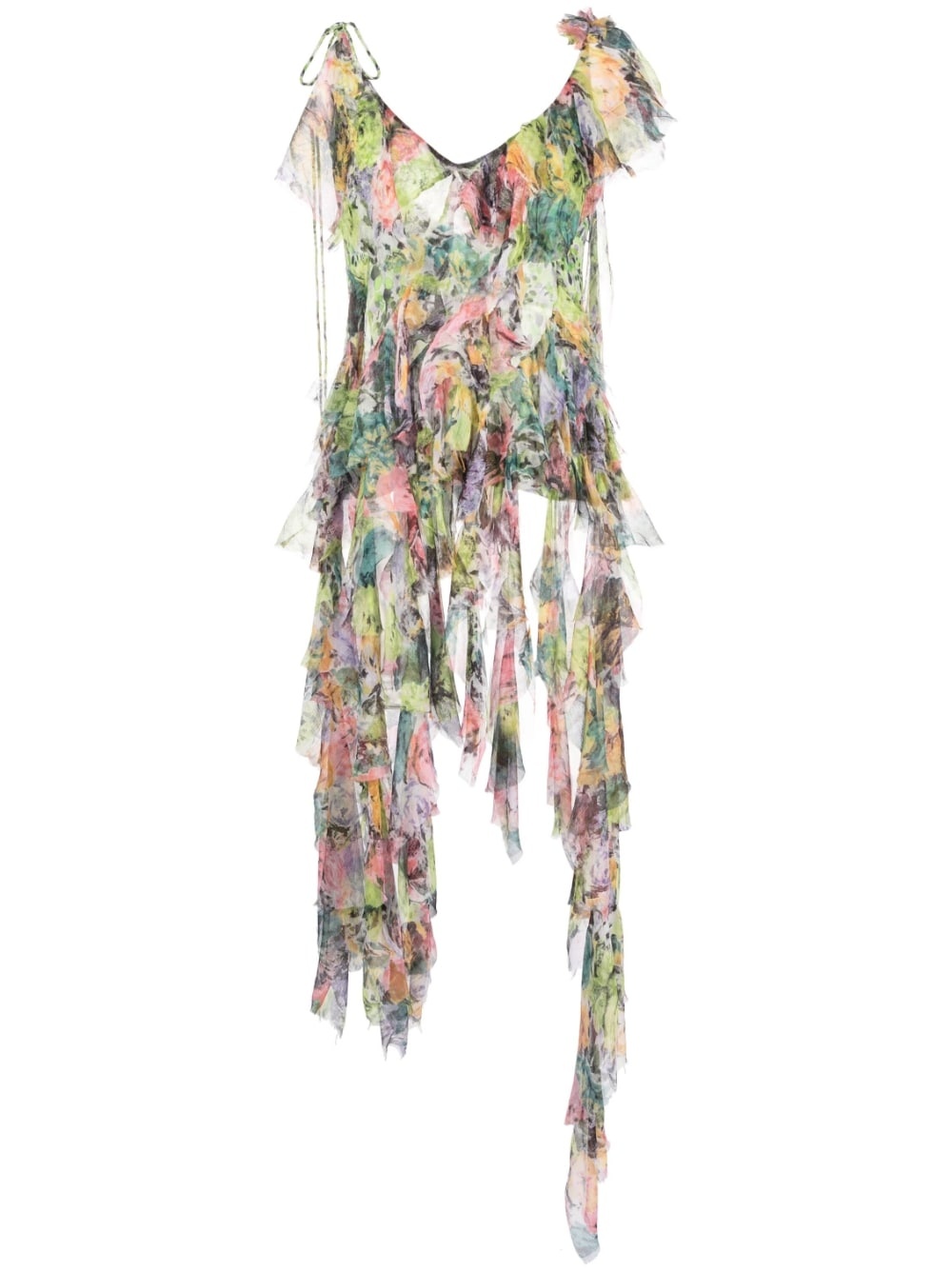 Printed silk crepe dress - 1