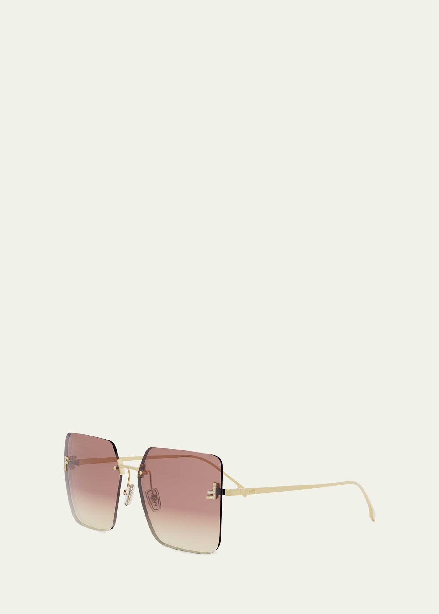 Oversized Rimless Square Metal & Nylon Sunglasses - 2