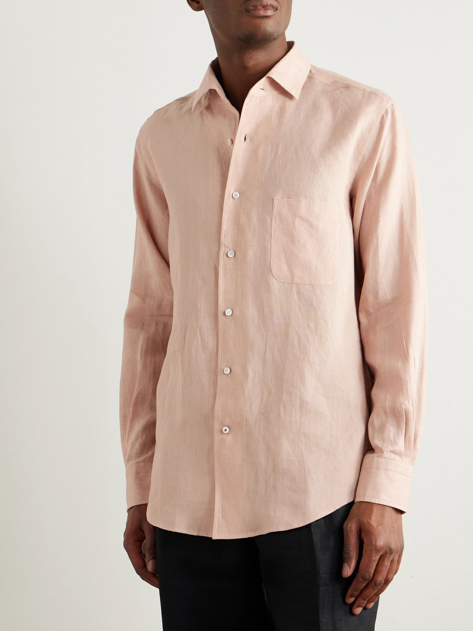 André Linen Shirt Pink - 3