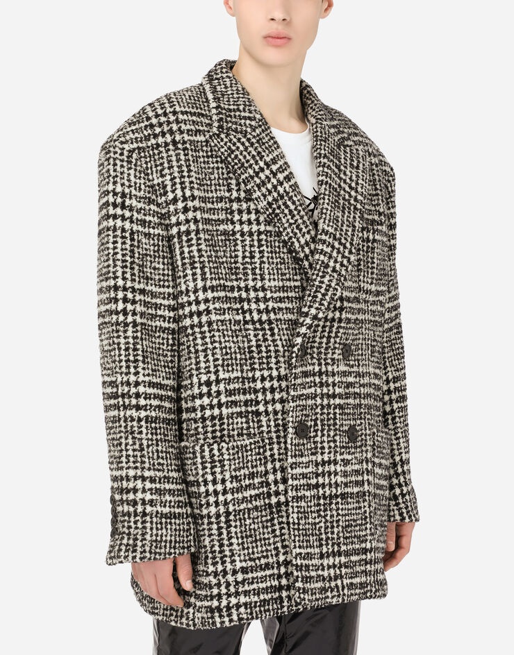 Double-breasted checked wool jacket - 4