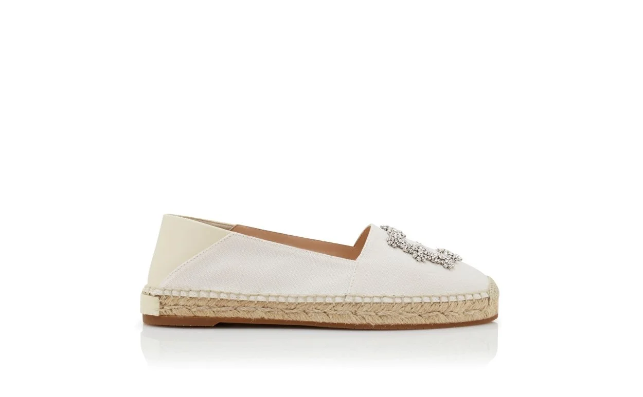Light Cream Cotton Espadrilles - 1