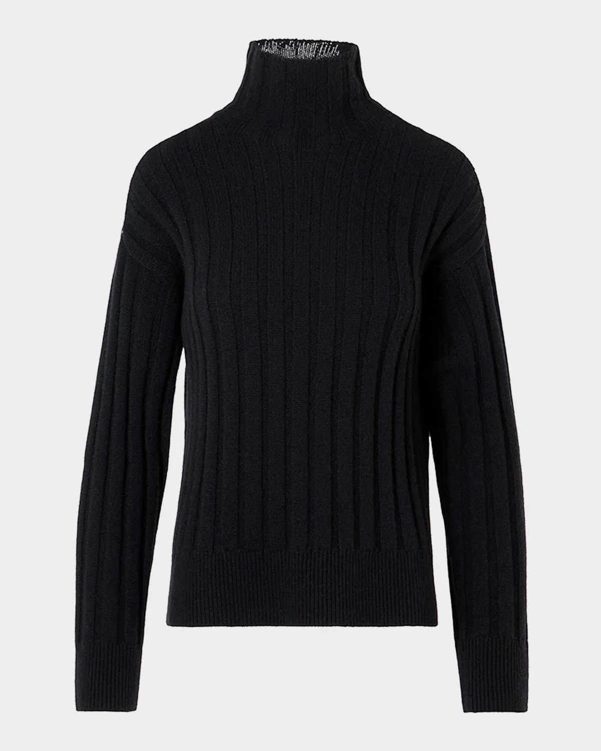 Turtleneck Wool-Cashmere Wide Rib Sweater - 1