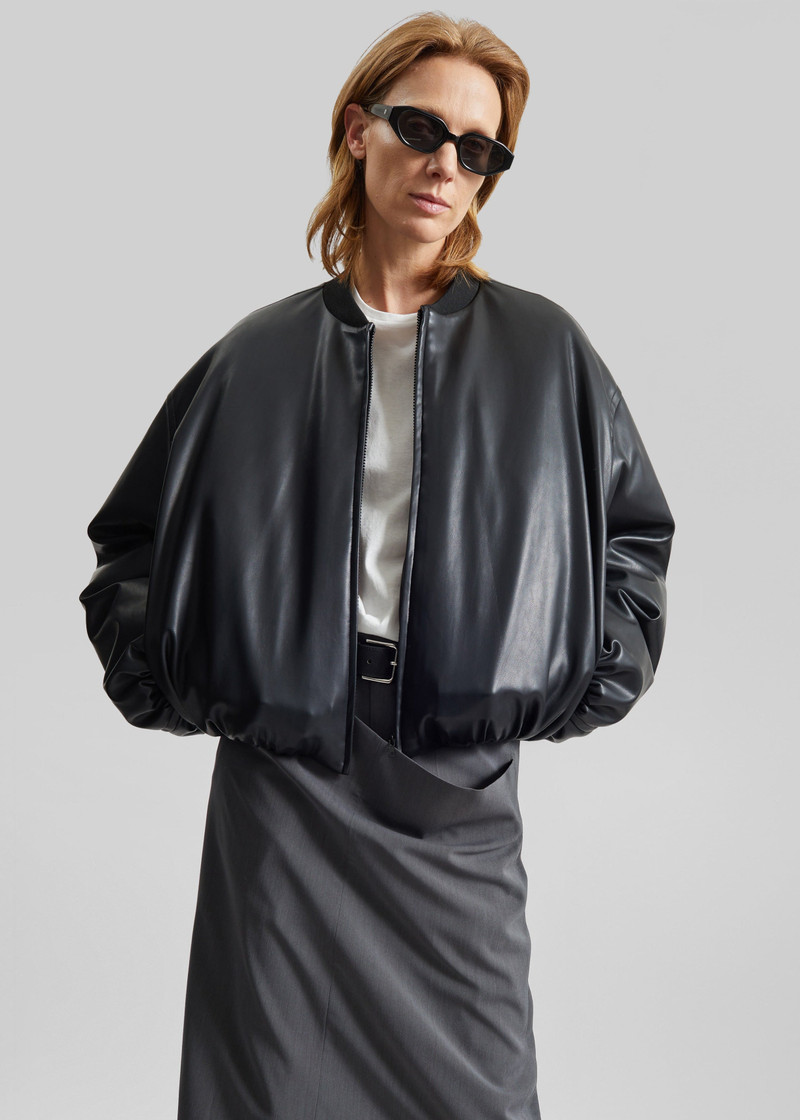 Arolla Faux Leather Draped Jacket - Black 5