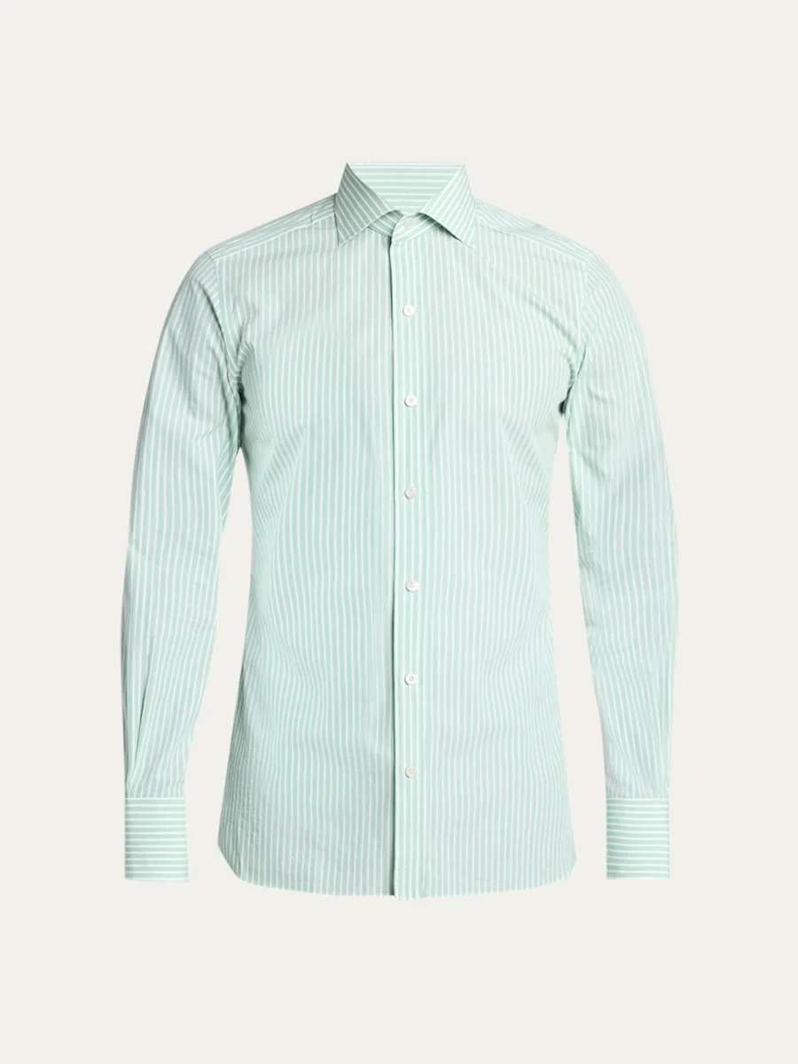 Men's Cotton Pinstripe Slim-Fit Dress Shirt - 1