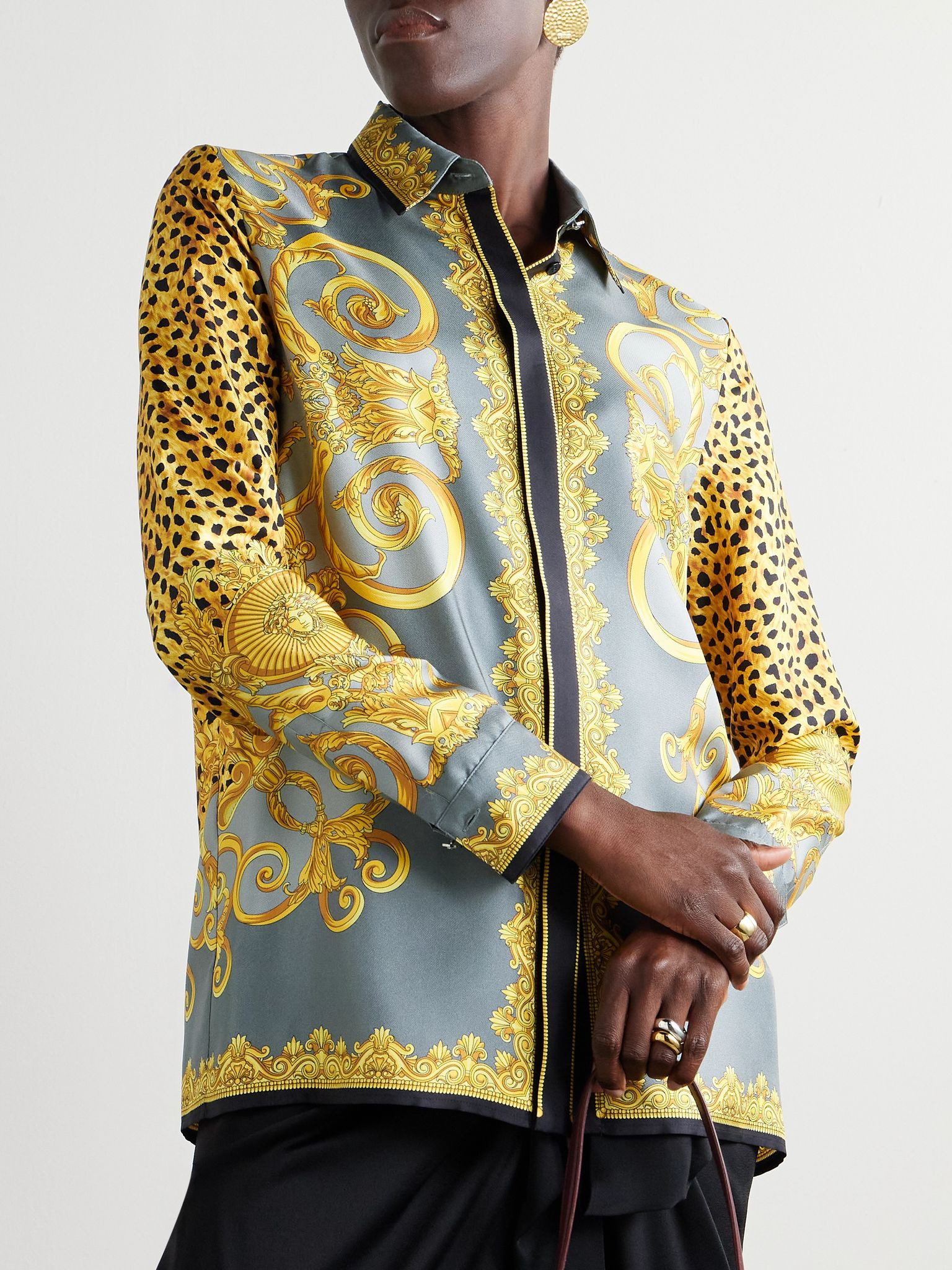 Printed silk-twill shirt Multi - 3
