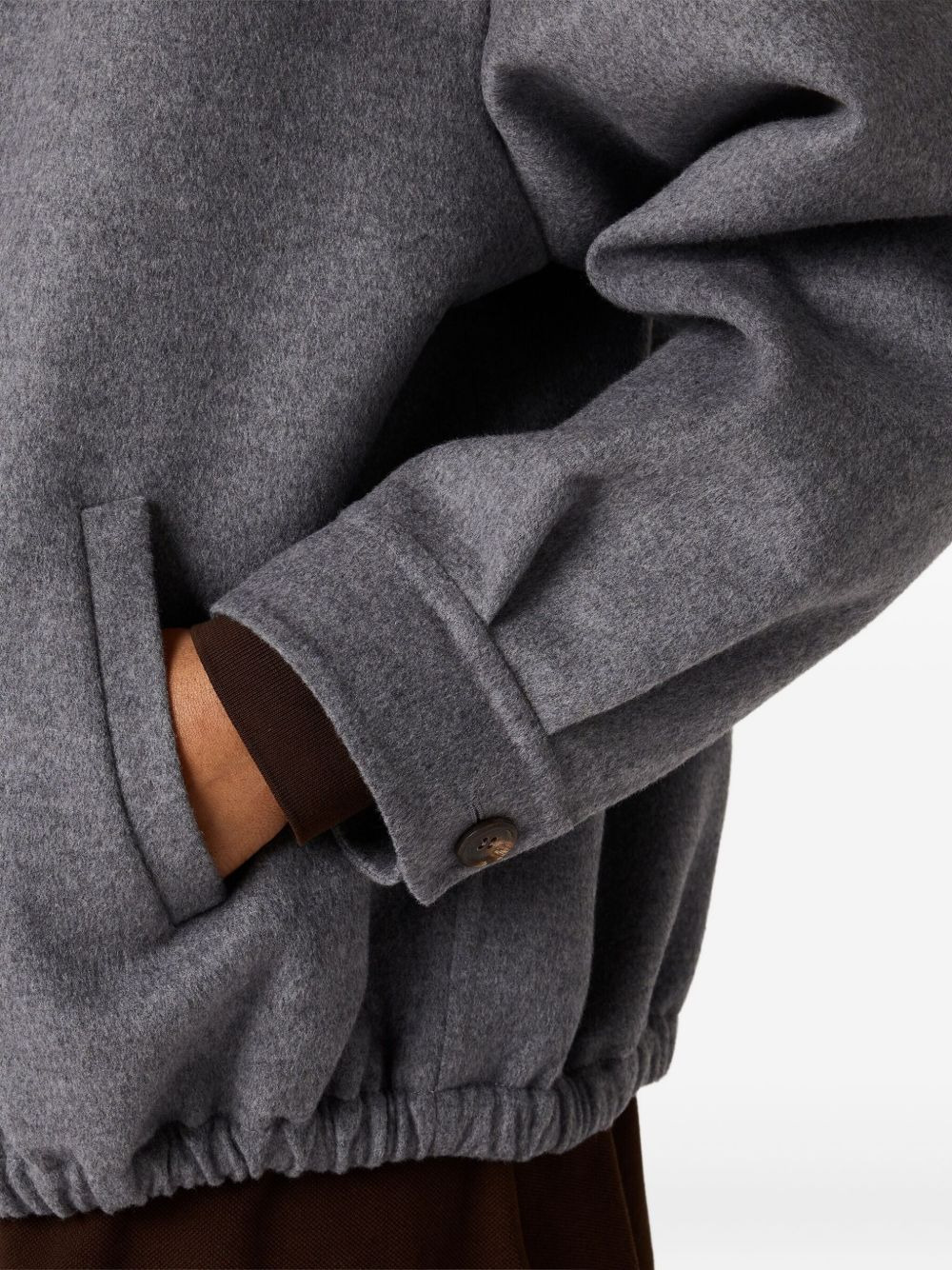 embroidered-logo wool jacket - 5