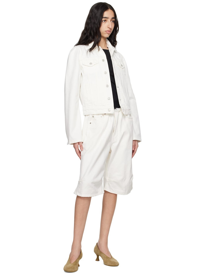 ALAINPAUL White Knee Denim Shorts outlook