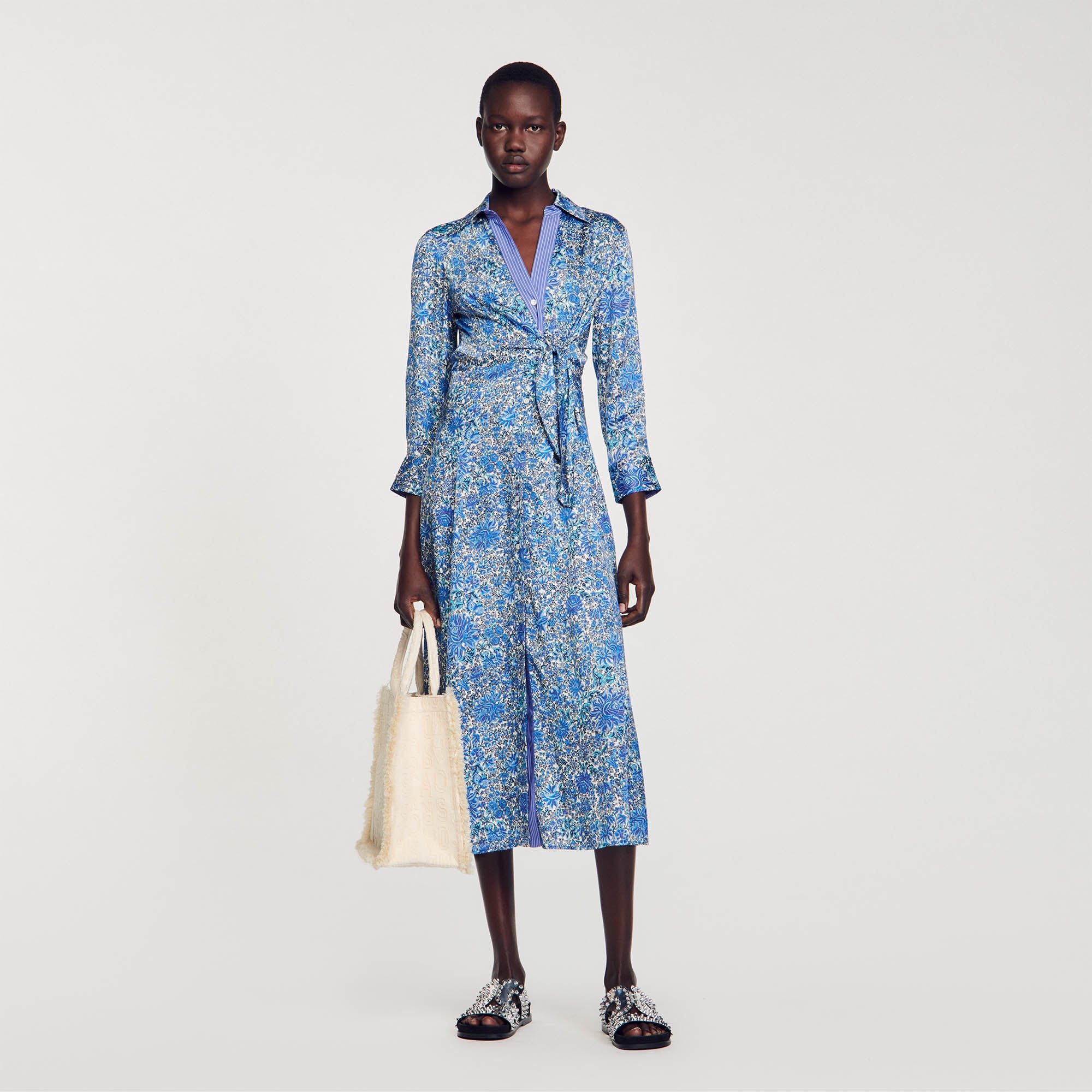 FLORAL PRINT MIDI SHIRT DRESS - 2