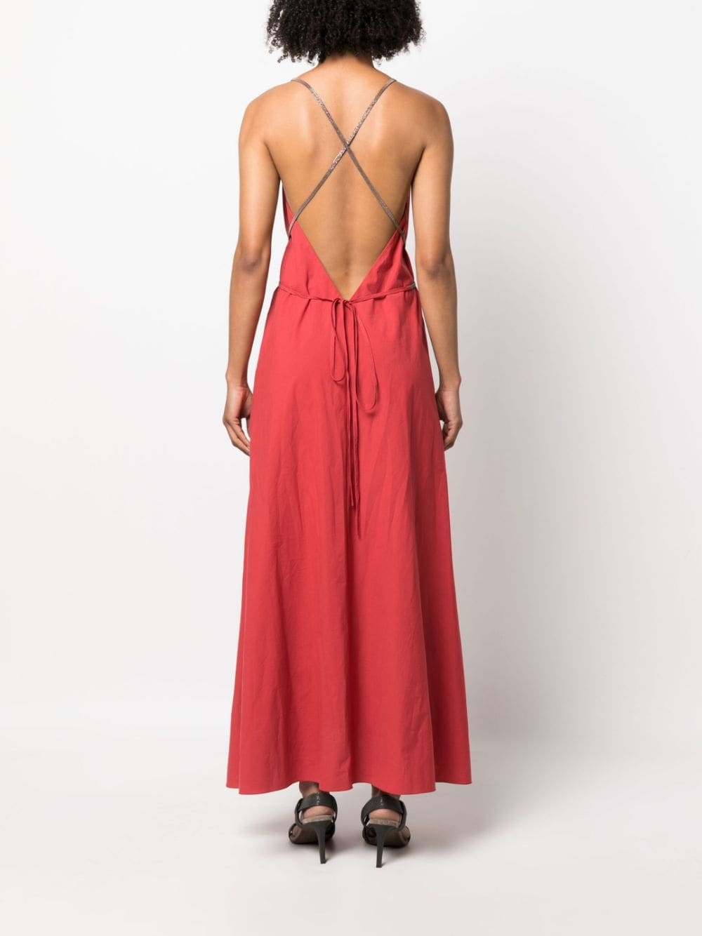 open-back cotton maxi dress - 4