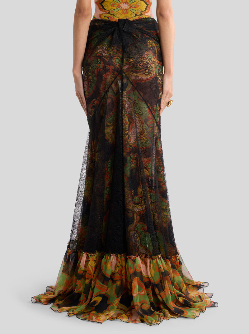 SILK MAXI SKIRT WITH LACE AND FLORAL MOTIF 5