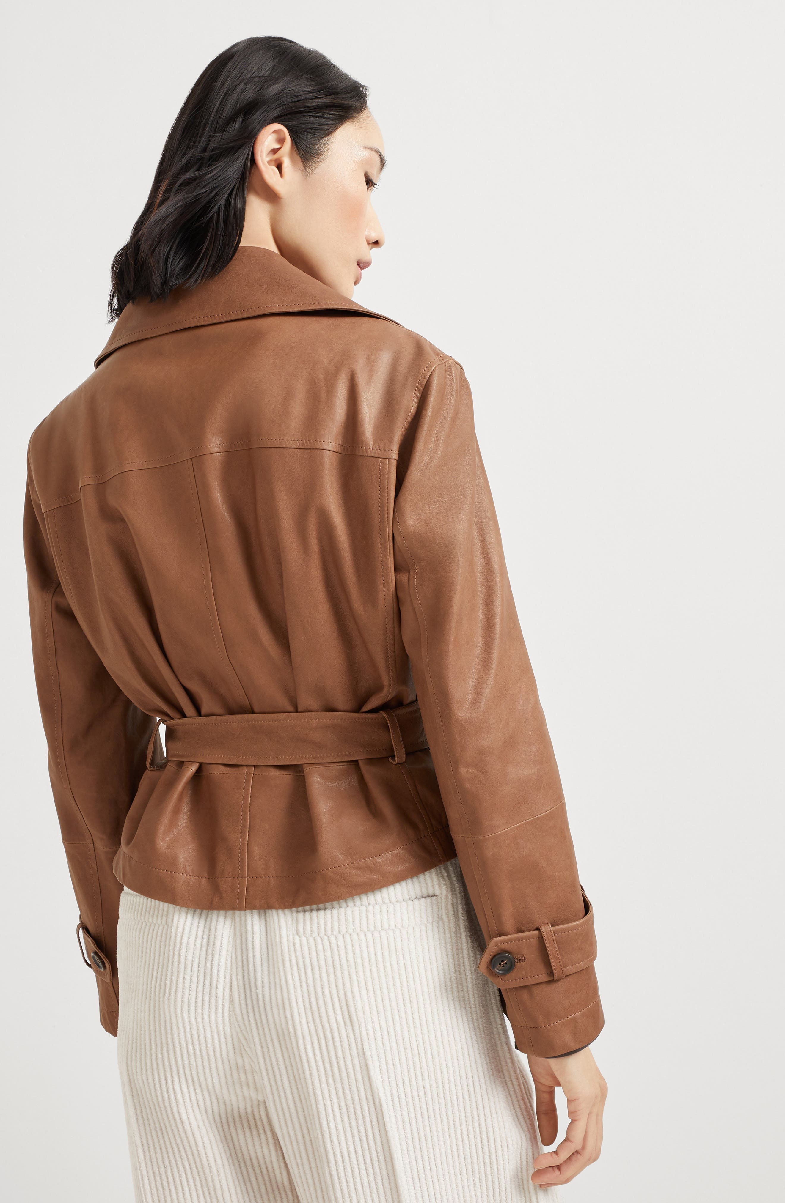 Brunello Cucinelli Vintage nappa Crop trenchcoat in Leather at Nordstrom - 3