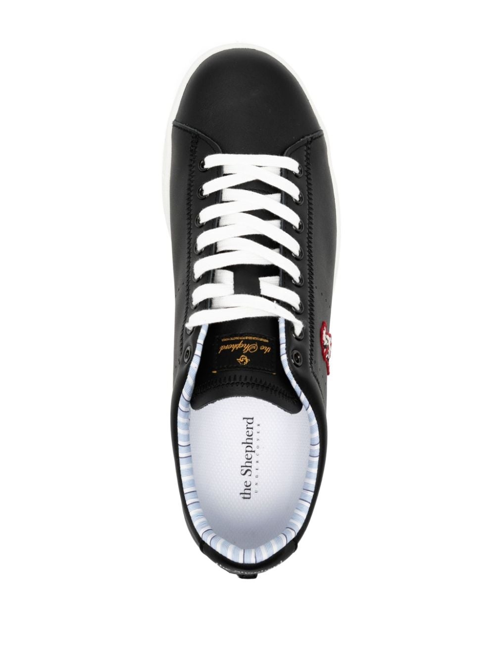 logo-patch leather sneakers - 4