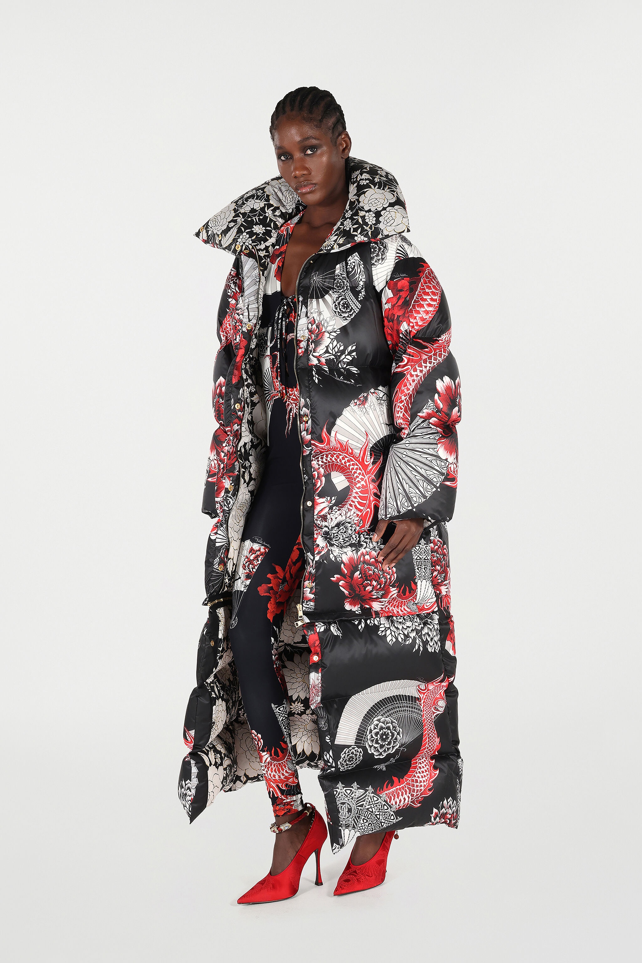 Down Jacket With All-Over Print And Removable Lower Insert - 2